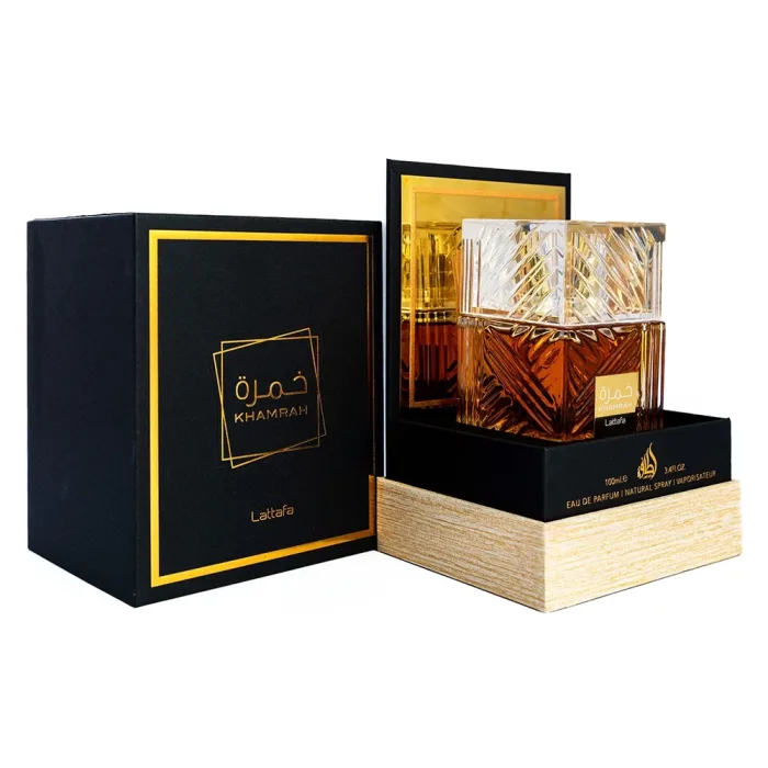 Perfume Khamrah de Lattafa, caja